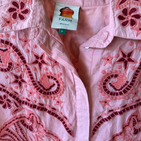 RARE Farm Rio Embroidered Western Dress In Light Pink - Picture 6 of 9